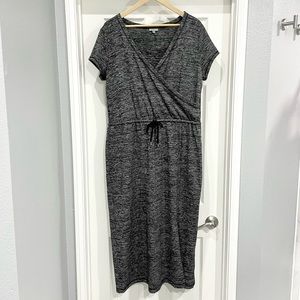 T By Talbots Short Sleeve Heather Grey Faux Wrap Dress Size X